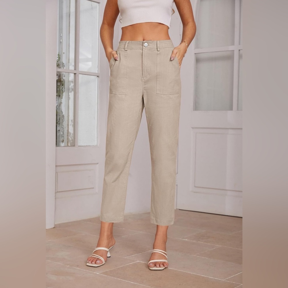 GRACE KARIN Women's Cropped Work Pants High Waisted Leg Trousers with Pockets